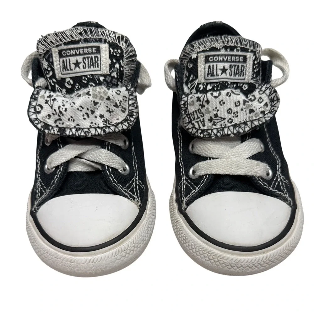 Converse Chuck Taylor All Star Double Tongue Flower Print Black Kids Size 9